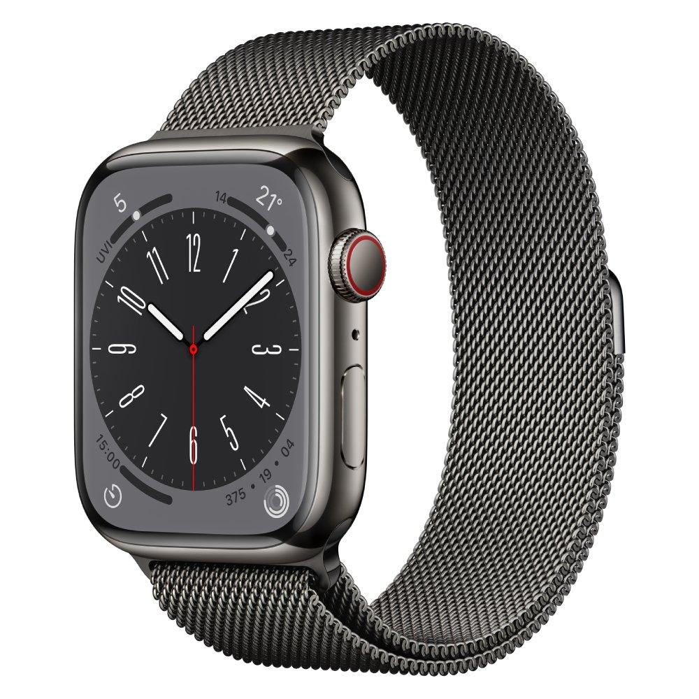 Apple Watch Series 8 GPS + Cellular 41mm Graphite Stainless Steel Case with Graphite Milanese Loop